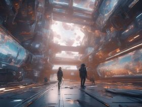 AI technology in video production, futuristic digital graphics