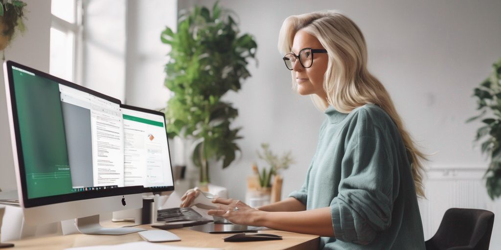 instructional design concept with Grammarly, person using computer software for educational content creation