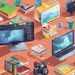 online education tools and digital classroom illustrations