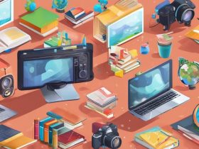 online education tools and digital classroom illustrations