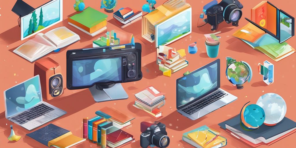 online education tools and digital classroom illustrations