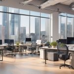 AI technology research assistant in modern office