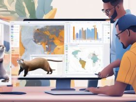 people analyzing data on computer with Otter.ai interface