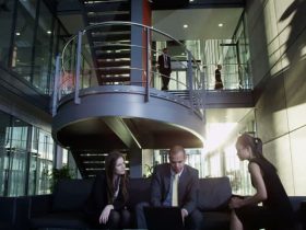 business person using AI technology for sales, personalized messages, modern office