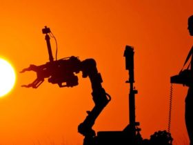 futuristic AI analyzing smart contracts