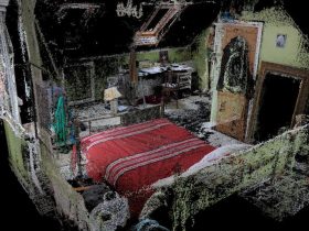 3D point cloud generation, futuristic technology, abstract digital art