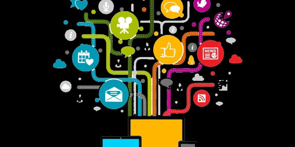 diverse group of people using technology in a modern office, AI elements, marketing strategy