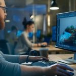 programmer working on code with AI assistance