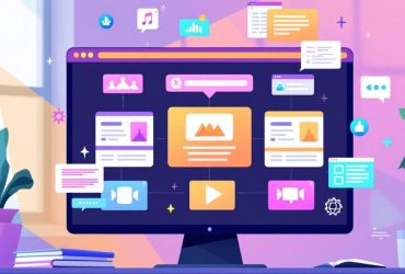 Illustration of a computer creating online courses.