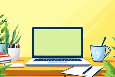 A beginner's workspace with laptop and notes.